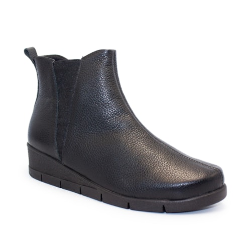 Bota Usaflex Feminina Couro Zíper e Elástico AD0520