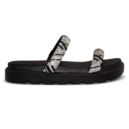 Chinelo Flat Vizzano Feminino Tira Strass Casual 6459.110