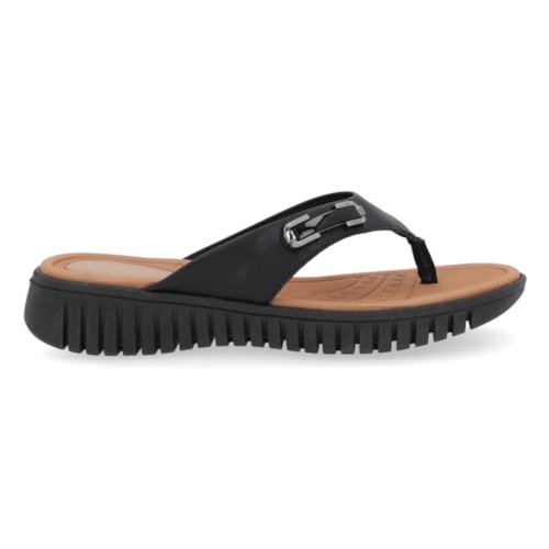 Chinelo Usaflex Feminino Em Couro Salto Plataforma Enfeite UC0403