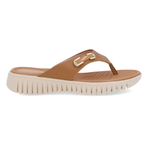 Chinelo Usaflex Feminino Em Couro Salto Plataforma Enfeite UC0403