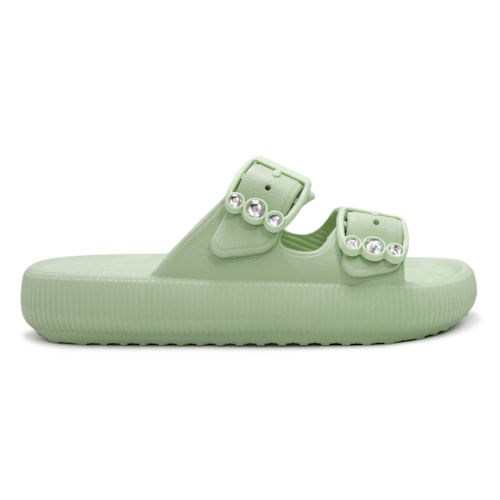 Chinelo Usaflex Feminino Slide Plataforma Poofy Eva Fivela Brilho AL4401