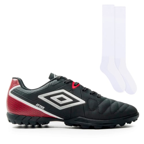 Chuteira Society Umbro Attak Eternal + Meião Color Sports de Futebol