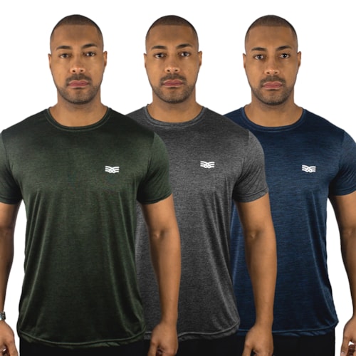 Kit 3 Camisetas Color Sports Masculinas Dry Mescla Treino