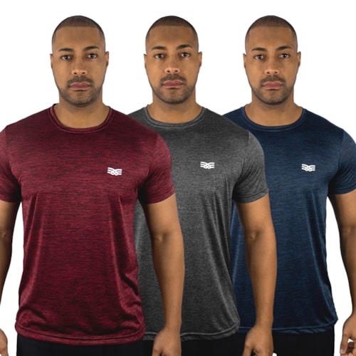 Kit 3 Camisetas Color Sports Masculinas Dry Mescla Treino