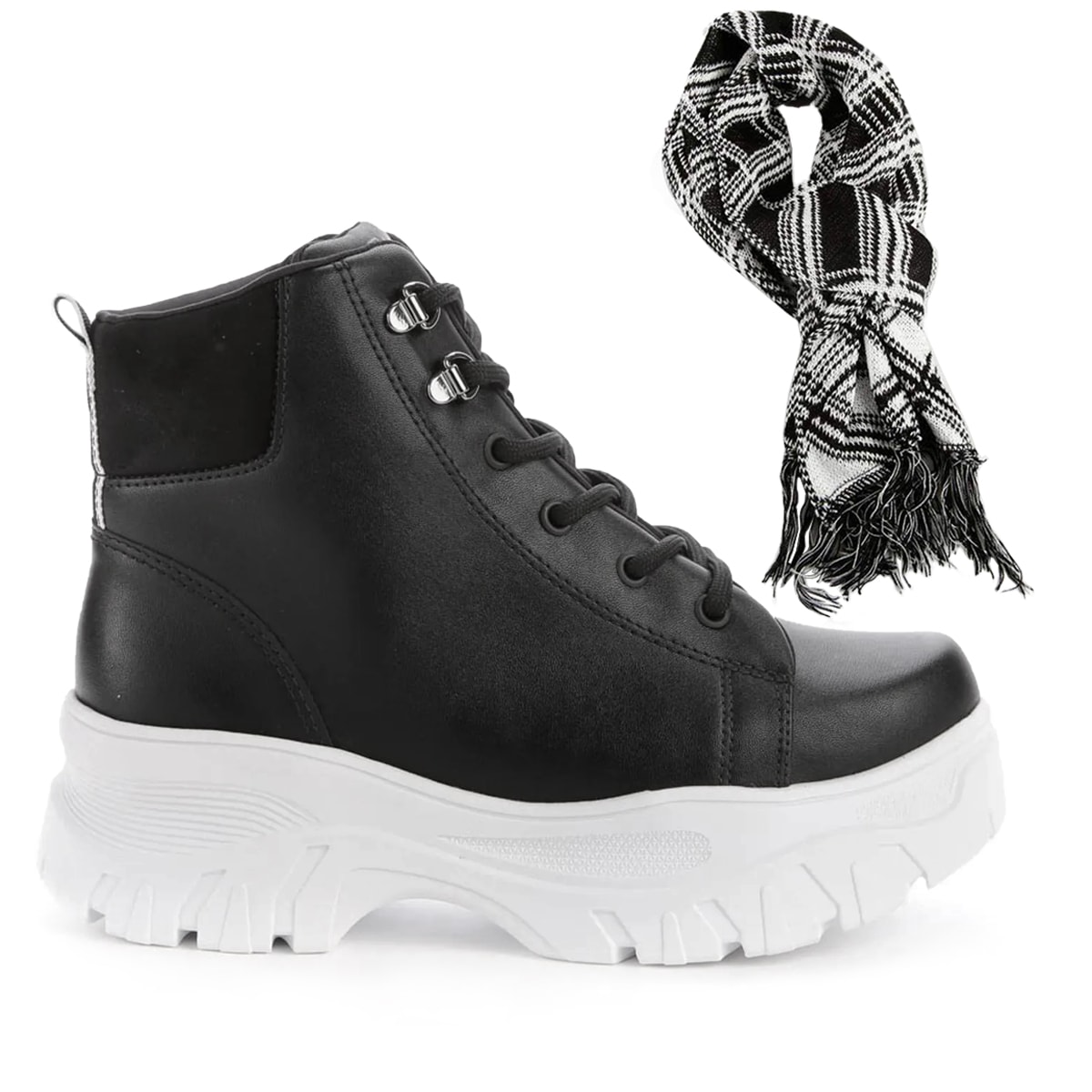 Kit Bota Coturno Ramarim Feminina Dad Sneaker Chunky Cano