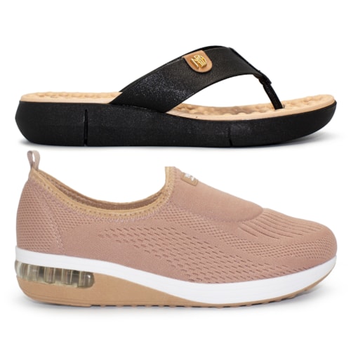 Kit Ultraconforto Modare Feminino Tênis Slip On + Tamanco Sense Flex