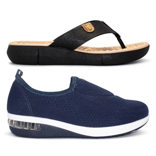 Kit Ultraconforto Modare Feminino Tênis Slip On + Tamanco Sense Flex