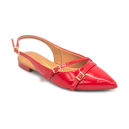 Sapatilha Vizzano Feminina Slingback Fivelas Salto Rasteiro 1206