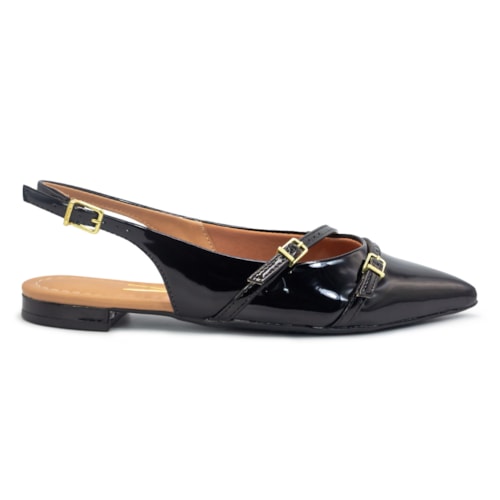 Sapatilha Vizzano Feminina Slingback Fivelas Salto Rasteiro 1206