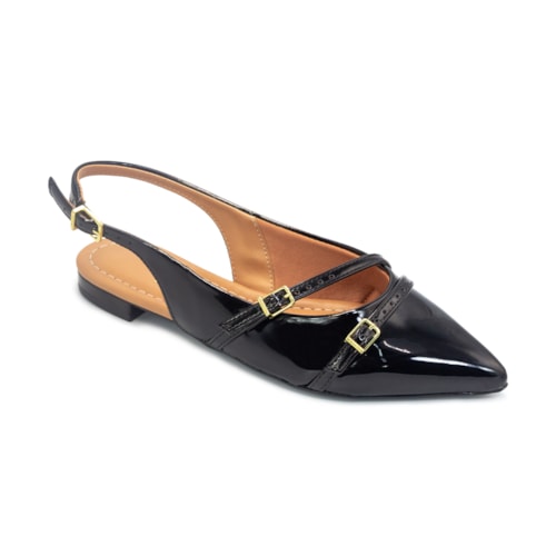 Sapatilha Vizzano Feminina Slingback Fivelas Salto Rasteiro 1206