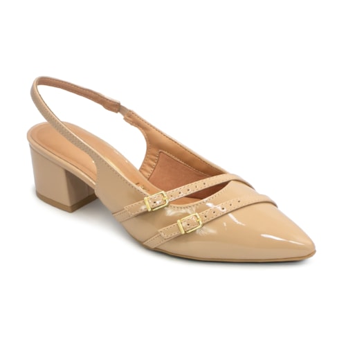 Scarpin Vizzano Feminino Slingback Fivelas Salto Bloco 1220