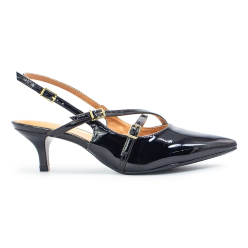 Scarpin Vizzano Feminino Slingback Tiras e Fivelas Salto Médio 1122