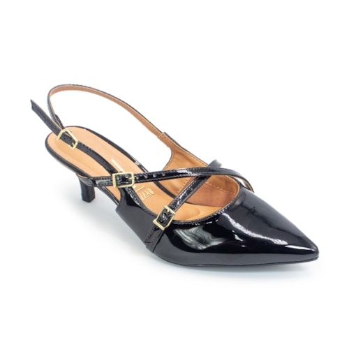 Scarpin Vizzano Feminino Slingback Tiras e Fivelas Salto Médio 1122