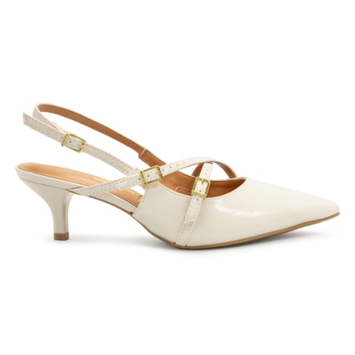 Scarpin Vizzano Feminino Slingback Tiras e Fivelas Salto Médio 1122