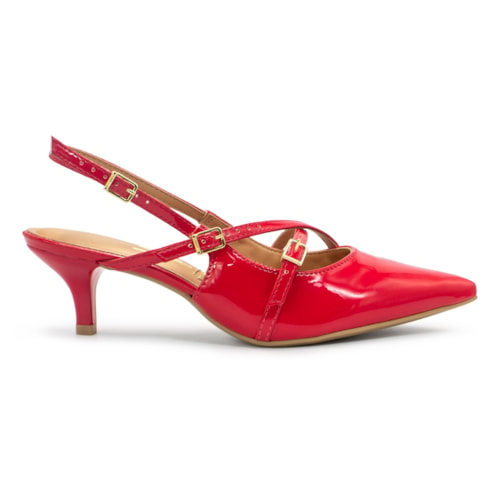 Scarpin Vizzano Feminino Slingback Tiras e Fivelas Salto Médio 1122