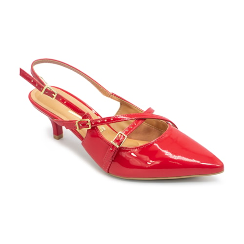 Scarpin Vizzano Feminino Slingback Tiras e Fivelas Salto Médio 1122