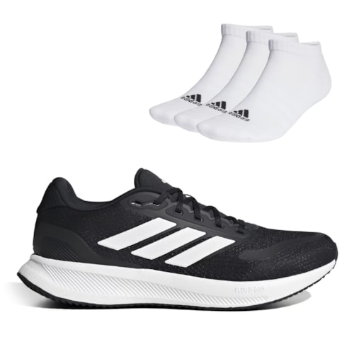 Tênis Adidas Feminino Runfalcon 5 + 3 Pares Meia Adidas Cano Baixo Sportswear Low-Cut