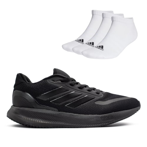 Tênis Adidas Feminino Runfalcon 5 + 3 Pares Meia Adidas Cano Baixo Sportswear Low-Cut