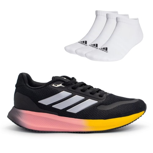 Tênis Adidas Feminino Runfalcon 5 + 3 Pares Meia Adidas Cano Baixo Sportswear Low-Cut