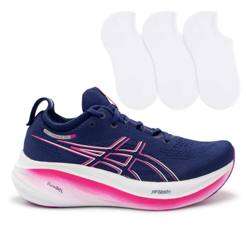 Tênis Asics Feminino Gel-Nimbus 26 Corrida + 3P de Meias