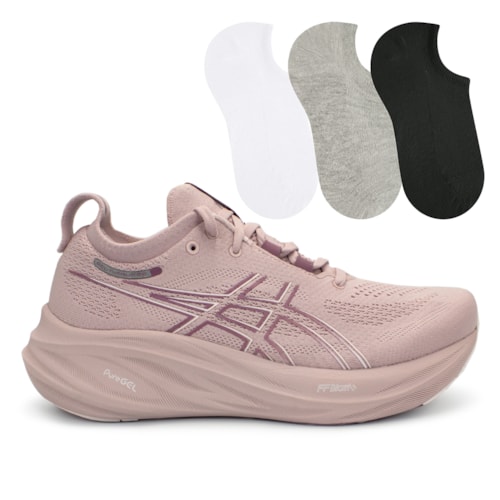 Tênis Asics Feminino Gel-Nimbus 26 Corrida + 3P de Meias