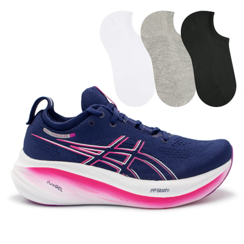 Tênis Asics Feminino Gel-Nimbus 26 Corrida + 3P de Meias