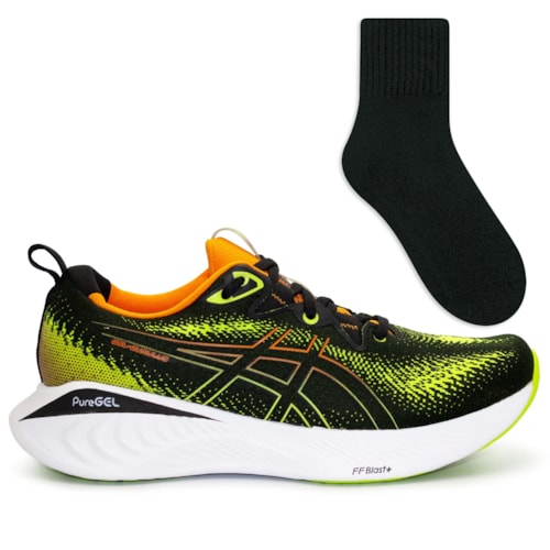 Tênis Asics Masculino Gel-Cumulus 25 Corrida + Meia Color Sports Preta