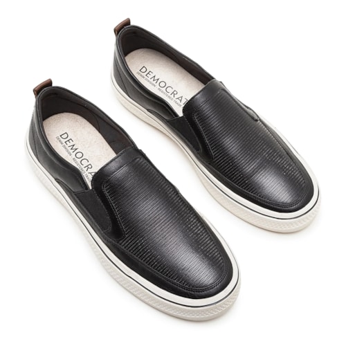 Tênis De Couro Democrata Masculino Slip On Denim Fender Elástico 290201