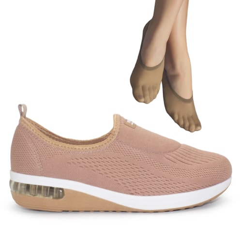 Tênis Modare F Slip On Linho Ultraconforto 7320.217+2P de Meias Color Sports Sapatilha 9055