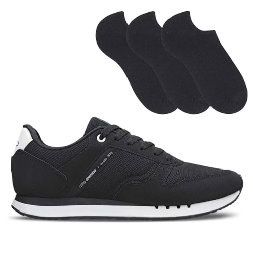 Tênis Olympikus Unissex Noventa Casual Preto + 3 Pares de Meia Color Sports Pt