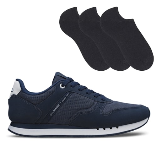 Tênis Olympikus Unissex Noventa Casual Preto + 3 Pares de Meia Color Sports Pt