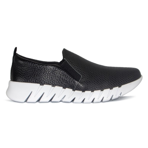 Tênis Slip On Usaflex Feminino Em Couro e Elástico Casual AK2704 