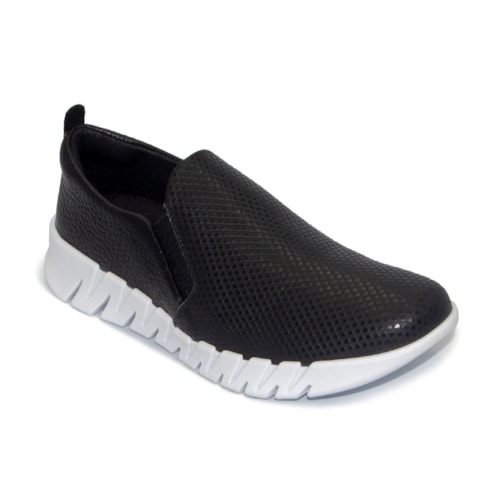 Tênis Slip On Usaflex Feminino Em Couro e Elástico Casual AK2704 