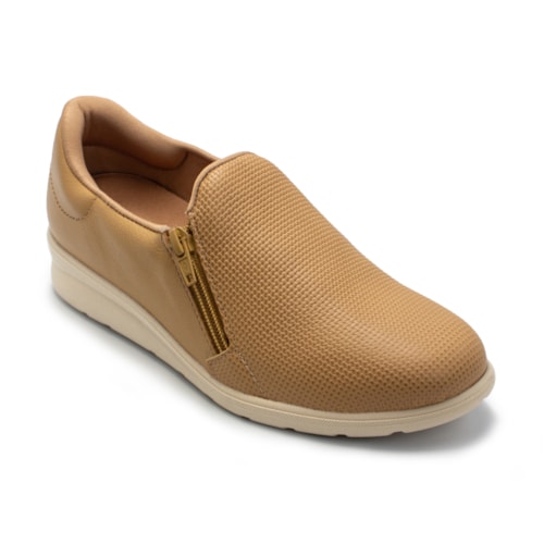 Tênis Usaflex Em Couro Slip On Zíper MM1801 