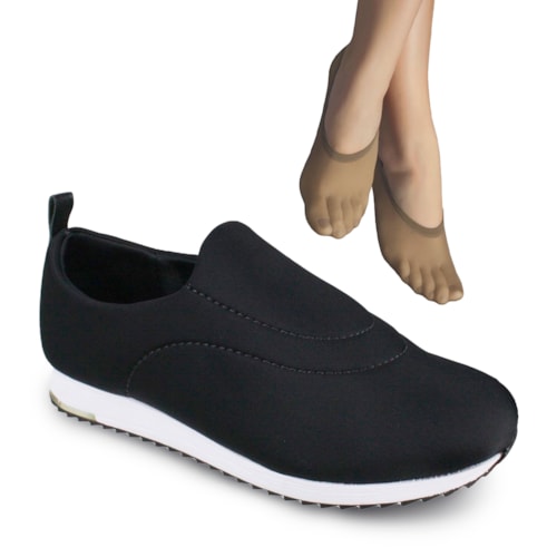 Tênis Usaflex Feminino Slip On Elastano V9103+2P de Meias Color Sports Sapatilha 9055