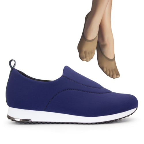 Tênis Usaflex Feminino Slip On Elastano V9103+2P de Meias Color Sports Sapatilha 9055