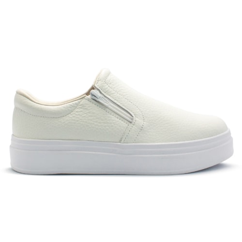 Tênis Usaflex Feminino Slip On Em Couro Plataforma Zíper Casual AL1003